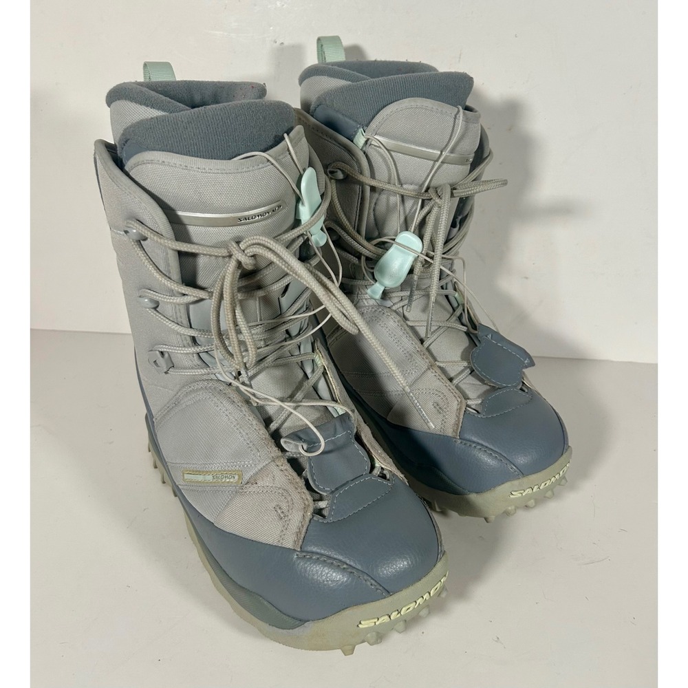 Salomon Kalitan Womens Snowboard Boots Grey Blue Memory Fit Size 7 USA 39 EUR